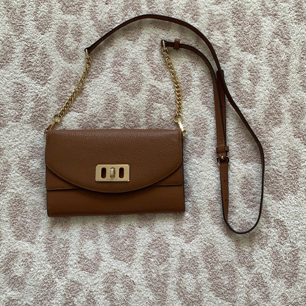 Michael Kors Brown Leather Wallet Cross Body Bag
